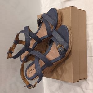 Euro Soft by Sofft Espadrille Strappy Denim Wedge Sandal